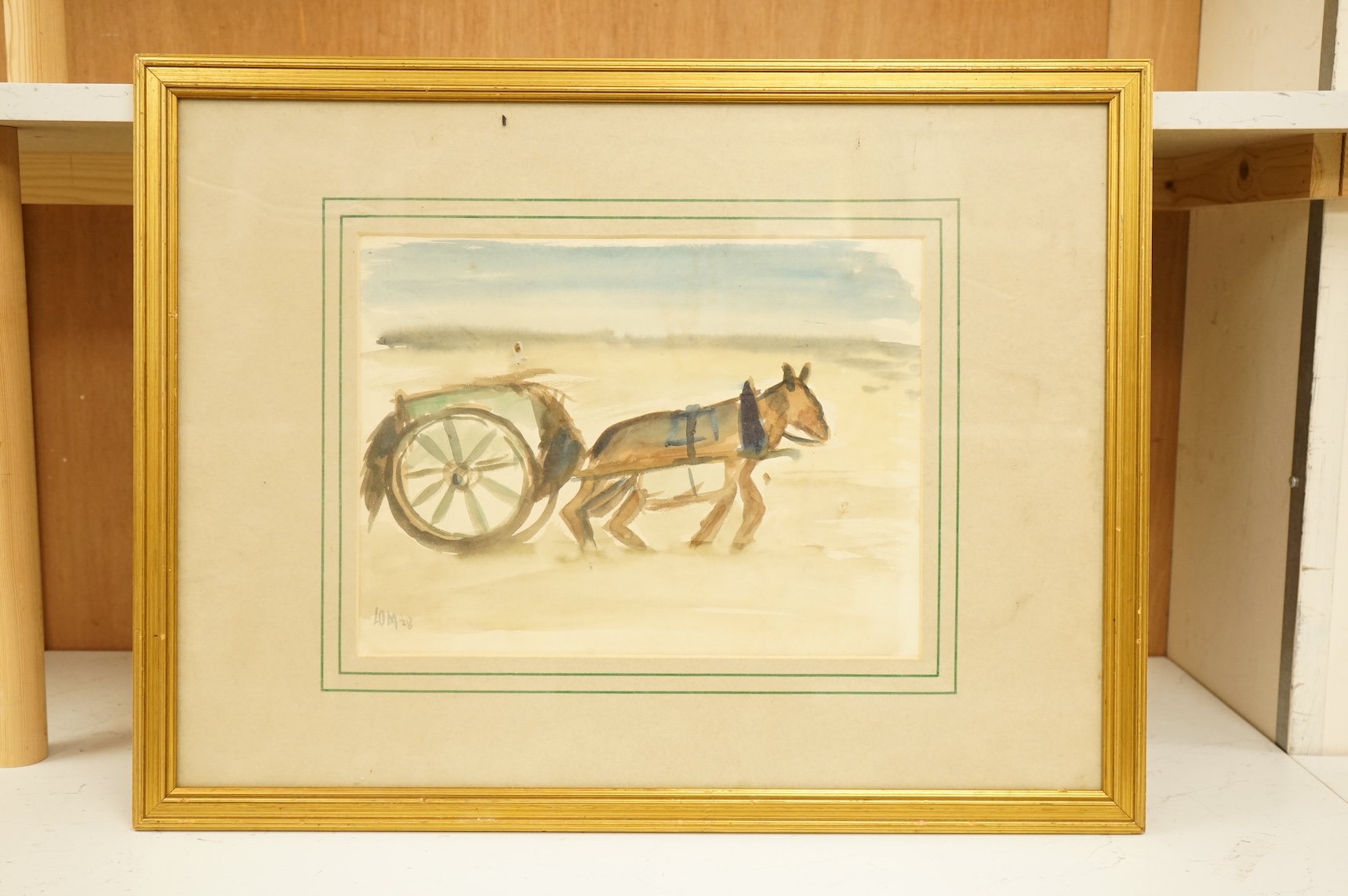 Alfred Walter Lomnitz (1892– 1953), Study of a horse and cart, bears initials L O M and date '28, watercolour, 27 x 36cm